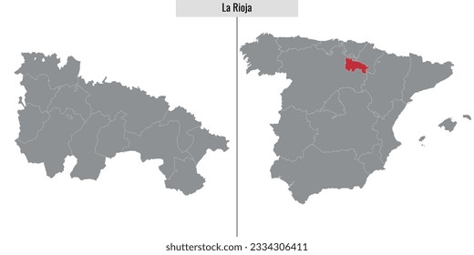 mapa de la comunidad autónoma de La Rioja de España y ubicación en el mapa español