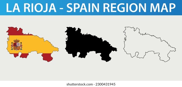 Map of La Rioja set - Spain region outline silhouette graphic element Illustration template design
