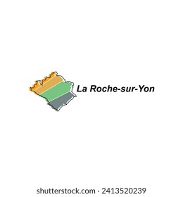 Map of La Roche Sur Yon vector design template, national borders and important cities illustration on white background