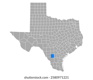 Map of La Salle in Texas on white