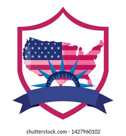 map label american happy independence day vector illustration