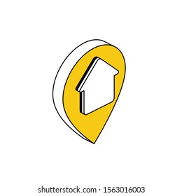 Map label house real estate. Vector 3d isometric, color web icon, new flat style. Creative illustration design, idea for infographics.