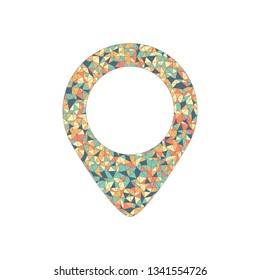 map label icon. Colored mosaic with polygons