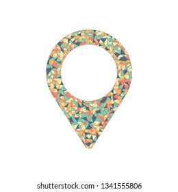 Map label icon. Colored mosaic with polygons