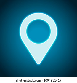 Map label icon. Neon style. Light decoration icon. Bright electric symbol