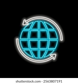 Map label icon. Neon style. Light decoration icon. Bright electric symbol.