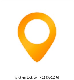 map label icon. Orange sign with low light on white background