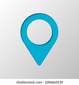 Map label icon. Paper design. Cutted symbol with shadow