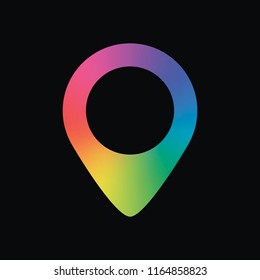 map label icon. Rainbow color and dark background