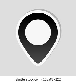 map label icon. Sticker style with white border and simple shadow on gray background