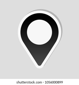 Map label icon. Sticker style with white border and simple shadow on gray background