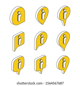 Map label pin info. Vector 3d isometric, color web icon, new flat style. Creative illustration design, idea for infographics.