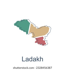 Map of Ladakh illustration design with black outline on white background, design template suitable for your company