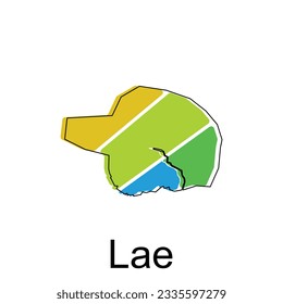 Map of Lae vector design template, national borders and important cities illustration svg