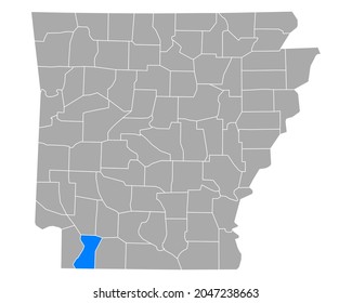 Map of Lafayette in Arkansas on white