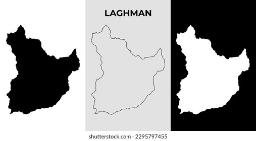 Map of Laghman, Afghanistan region outline silhouette vector illustration, scribble sketch City of Laghman map, Asia