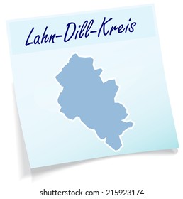 Map of Lahn-Dill-Kreis as sticky note in blue