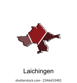 mapa de la plantilla de diseño de vectores de Laichingen, fronteras nacionales e ilustración de ciudades importantes