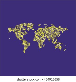 map laid out from flowers painted vector.