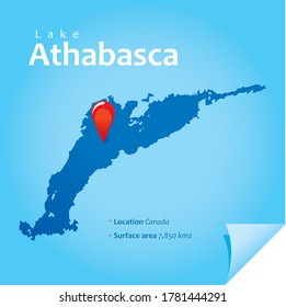 Map Of Lake Athabasca Vector Illustration