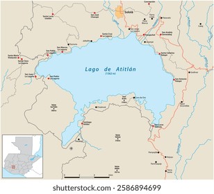 Map of Lake Atitlan, Guatemala