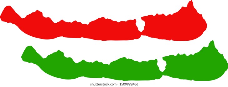 The map of lake Balaton in red and green colors shows hungarian flag on white background
