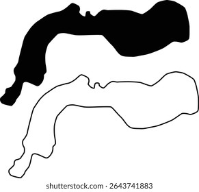 Mapa de Lake Comegys Delaware EUA Silhueta Flat and Outline Design