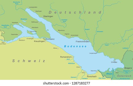 Map of the Lake Constance (with german inscription)