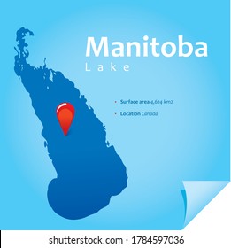 map of lake Manitoba vector illustration