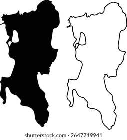Map of Lake Mary Jane Florida USA Silhouette Flat and Outline Design
