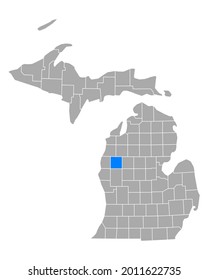 Map of Lake in Michigan on white