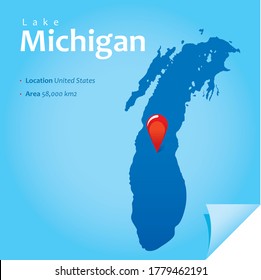 Map Of Lake Michigan Vector Illustration