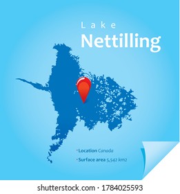 map of lake Nettilling vector illustration