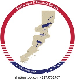 Map of Lake  Peninsula Borough in Alaska, USA arranged in a circle.