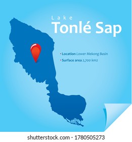 map of lake Tonlé Sap vector illustration