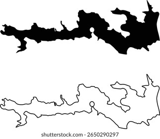 Map of Lake Spivey Georgia USA Silhouette Flat and Outline Design
