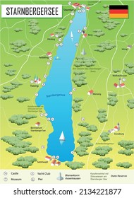 Ilustración de vectores Mapa del lago Starnbergsee en Alemania