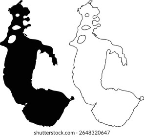Map of Lake Tohopekaliga Florida USA Silhouette Flat and Outline Design
