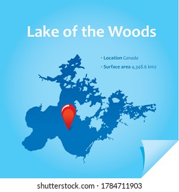 map of lake Lake of the Woods vector illustration
