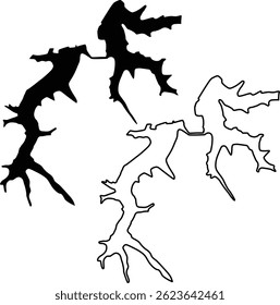 Map of Lakewood Lakes Missouri Silhouette Flat And Outline Design