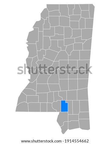 Map of Lamar in Mississippi on white