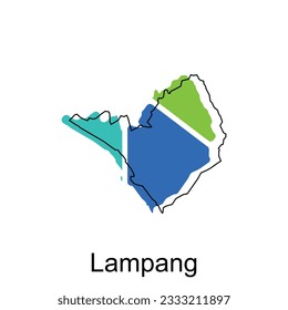Map of Lampang vector design template, national borders and important cities illustration, Stylized map of Thailand
