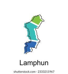Map of Lamphun vector design template, national borders and important cities illustration