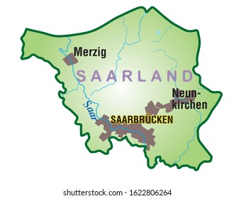 Map of the Land Saarland - Germany