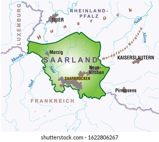 Map of the Land Saarland - Germany