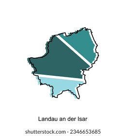 map of Landau An Der Isar vector design template, national borders and important cities illustration