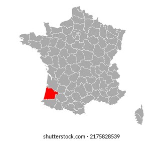 Map of Landes in France on white