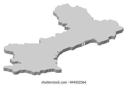 Map - Languedoc-Roussillon (France) - 3D-Illustration