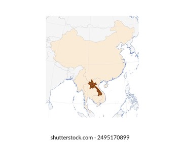 Karte der Demokratischen Volksrepublik Laos in Südostasien - zusammen mit den Nachbarländern