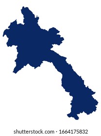 Map of the Laos in blue colour